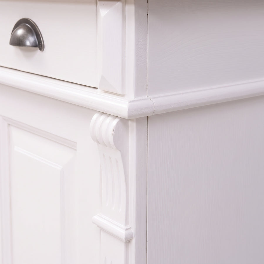 Desk Montreuil in white, close-up of the finish and construction, 160 x 70 x 78 cm