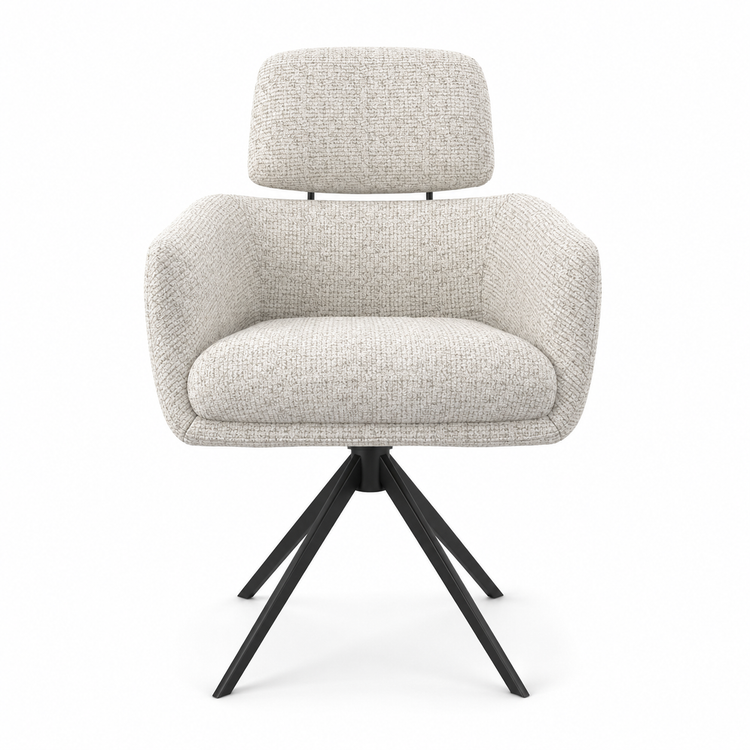 Chaise à manger Anita - Horta 186 tissu et base pivotante noire - 64 x 62 x 88 cm