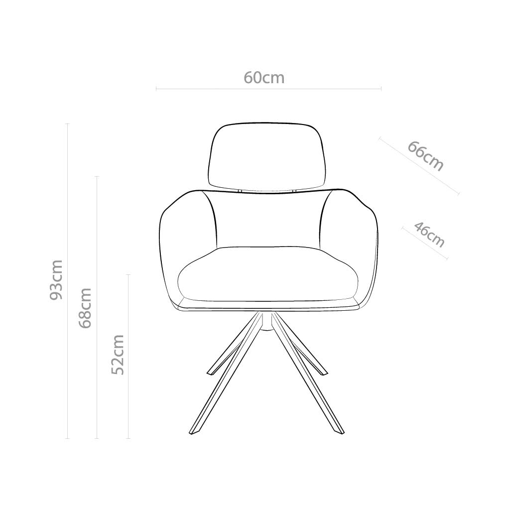 Chaise à manger Anita - Mito 01 Tissu & Base pivotante noire - 64 x 62 x 88 cm