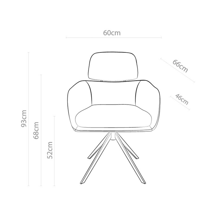 Chaise à manger Anita - Mito 01 Tissu & Base pivotante noire - 64 x 62 x 88 cm
