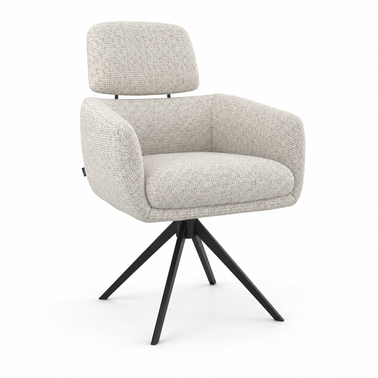 Chaise à manger Anita - Horta 186 tissu et base pivotante noire - 64 x 62 x 88 cm