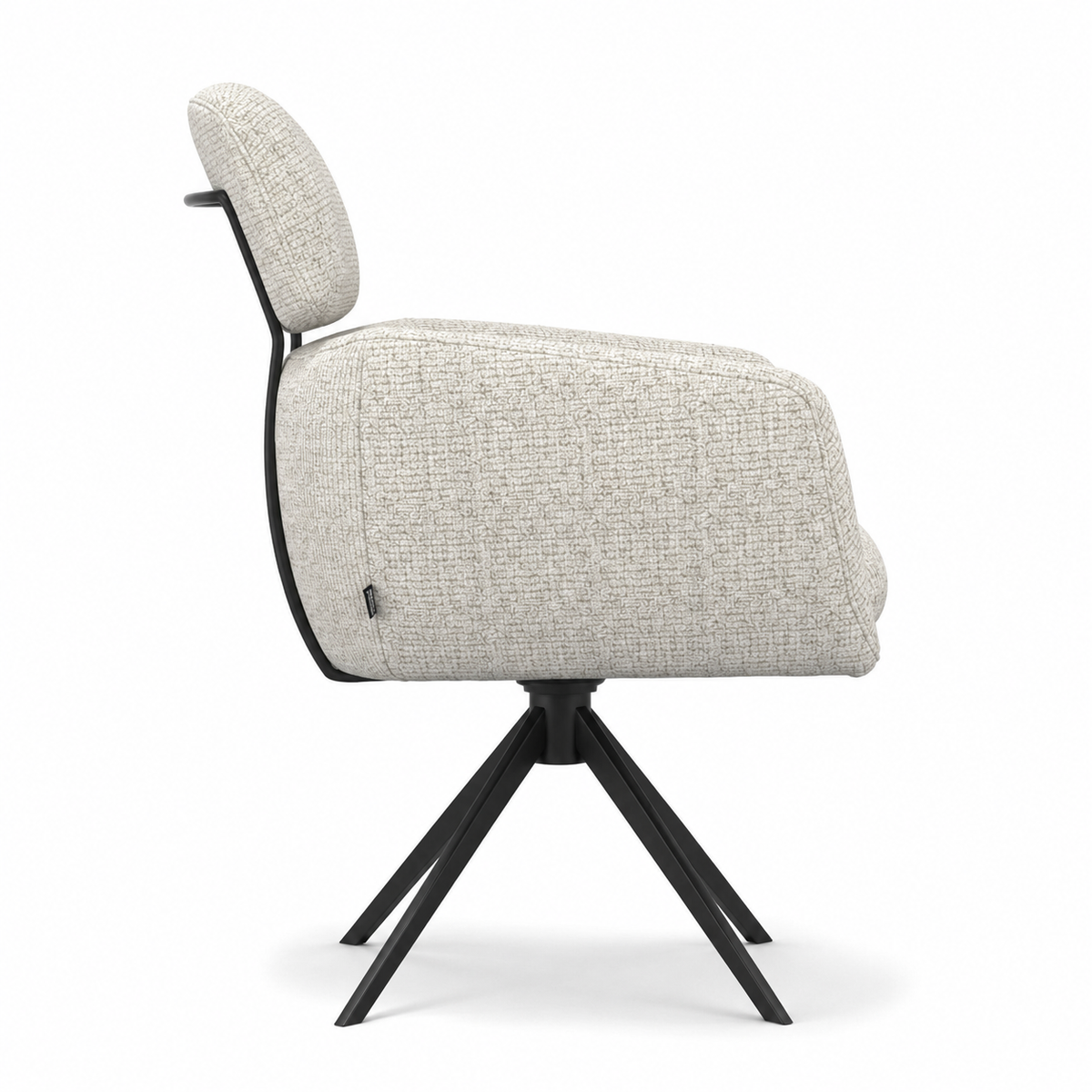 Chaise à manger Anita - Horta 186 tissu et base pivotante noire - 64 x 62 x 88 cm