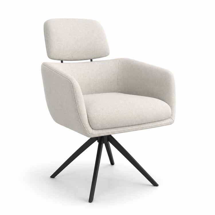 Chaise à manger Anita - Mito 01 Tissu & Base pivotante noire - 64 x 62 x 88 cm