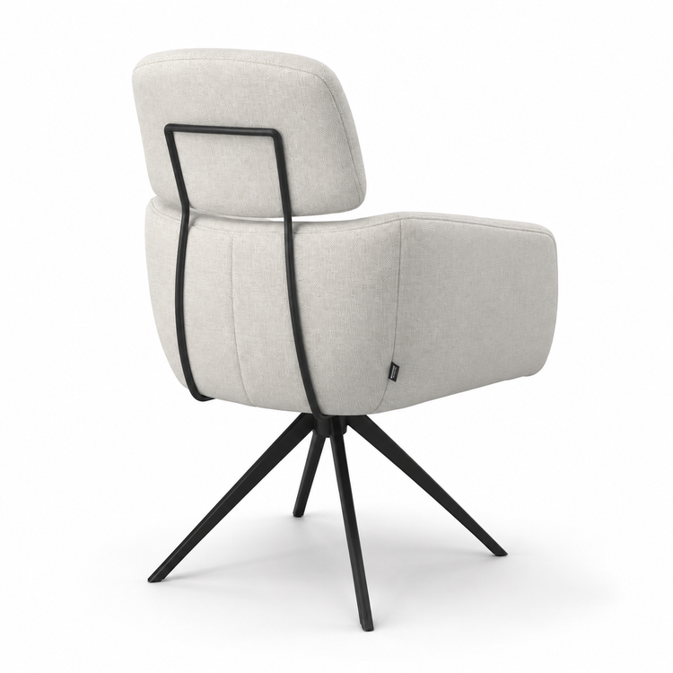 Chaise à manger Anita - Mito 01 Tissu & Base pivotante noire - 64 x 62 x 88 cm