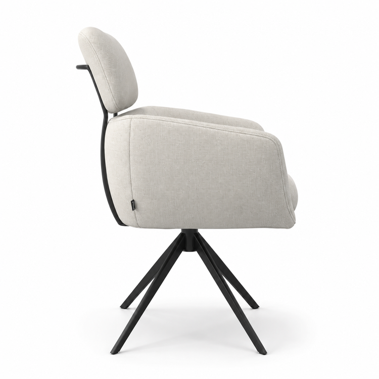 Chaise à manger Anita - Mito 01 Tissu & Base pivotante noire - 64 x 62 x 88 cm