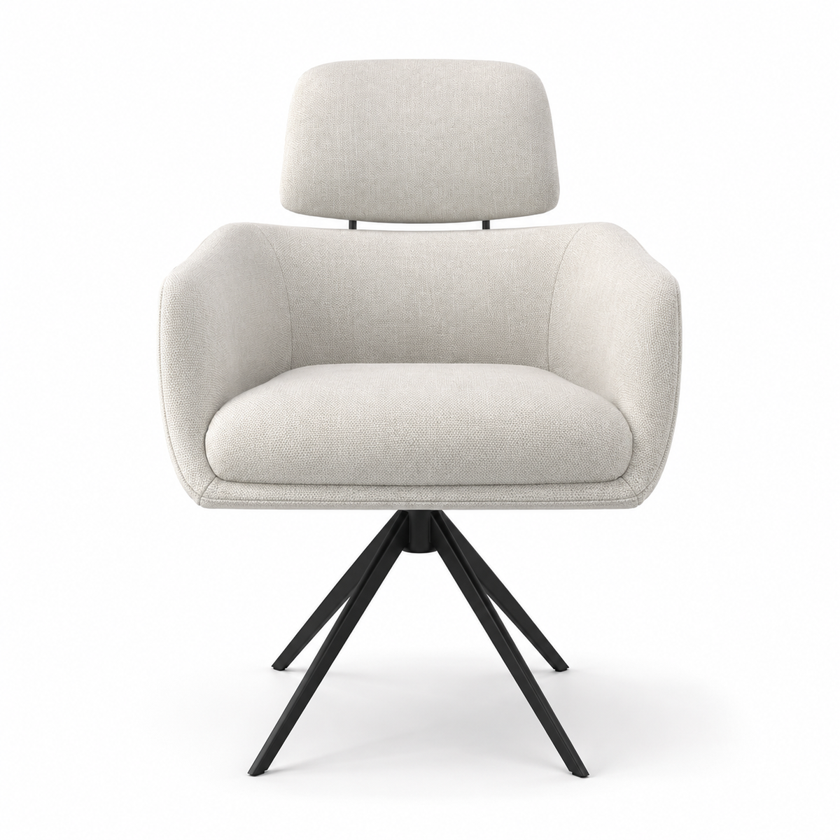 Chaise à manger Anita - Mito 01 Tissu & Base pivotante noire - 64 x 62 x 88 cm