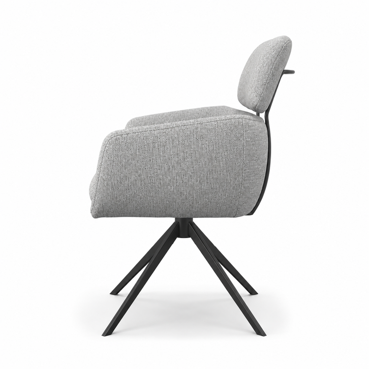 Chaise à manger Anita - Mito 180 Tissu et base pivotante noire - 64 x 62 x 88 cm