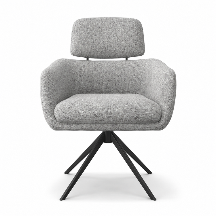 Chaise à manger Anita - Mito 180 Tissu et base pivotante noire - 64 x 62 x 88 cm