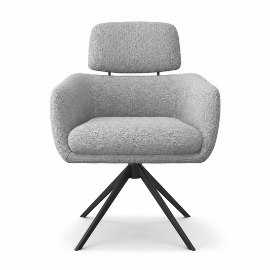 Chaise à manger Anita - Mito 180 Tissu et base pivotante noire - 64 x 62 x 88 cm
