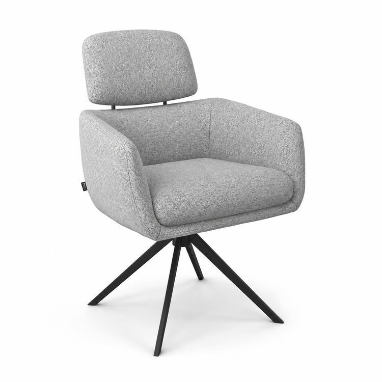 Chaise à manger Anita - Mito 180 Tissu et base pivotante noire - 64 x 62 x 88 cm
