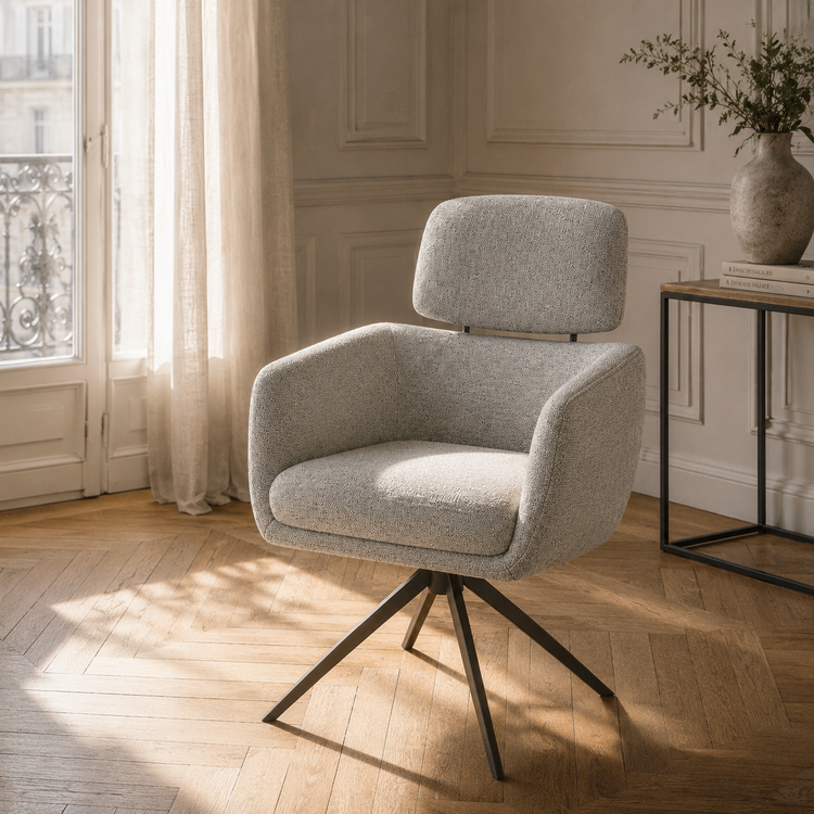 Chaise à manger Anita - Mito 180 Tissu et base pivotante noire - 64 x 62 x 88 cm