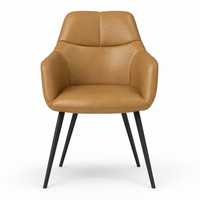 Speisestuhl Bari - B501 Cognac Leder & Black Metal Beine - 58 x 64 x 85 cm | Marcottestyle