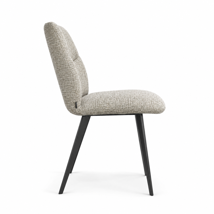 Dining Chair Bari Armless - San Remo 101 Fabric & Black Metal Legs - 46 x 62 x 84 cm