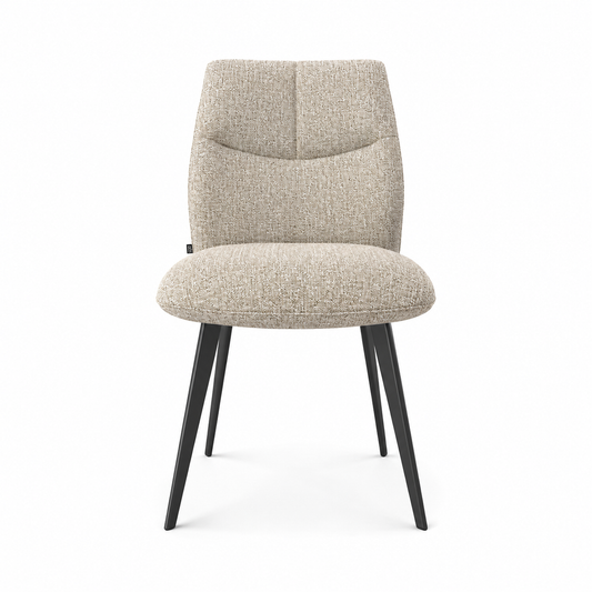 Chaise à manger Bari Armless - San Remo 101 Tissu et pieds en métal noir - 46 x 62 x 84 cm