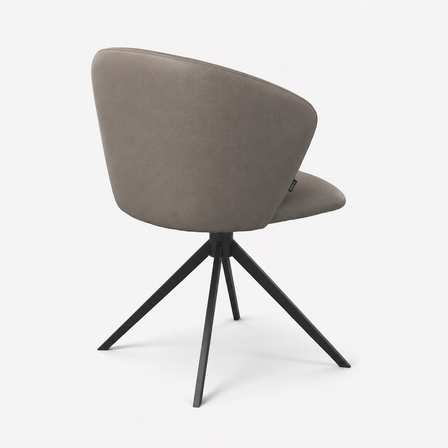 Dining Chair Bolzano - B402 Smog Leather & Black Swivel Base - 58 x 60 x 82 cm