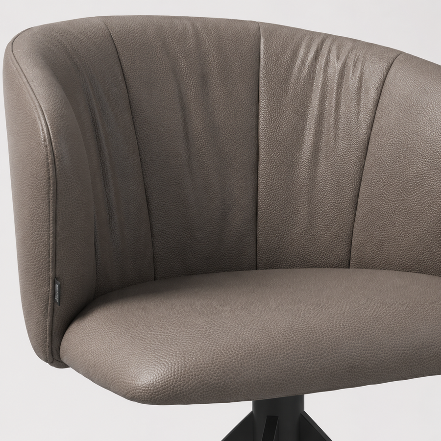 Dining Chair Bolzano - B402 Smog Leather & Black Swivel Base - 58 x 60 x 82 cm