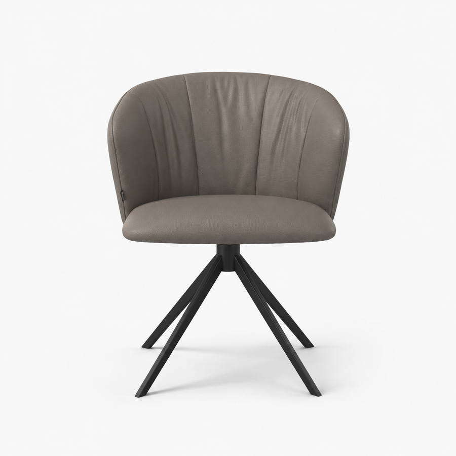 Dining Chair Bolzano - B402 Smog Leather & Black Swivel Base - 58 x 60 x 82 cm