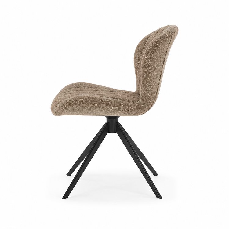 Eetstoel Vlinder - Bruine Sneak 16 Stof & Black Swivel Base - 53 x 61 x 82 cm