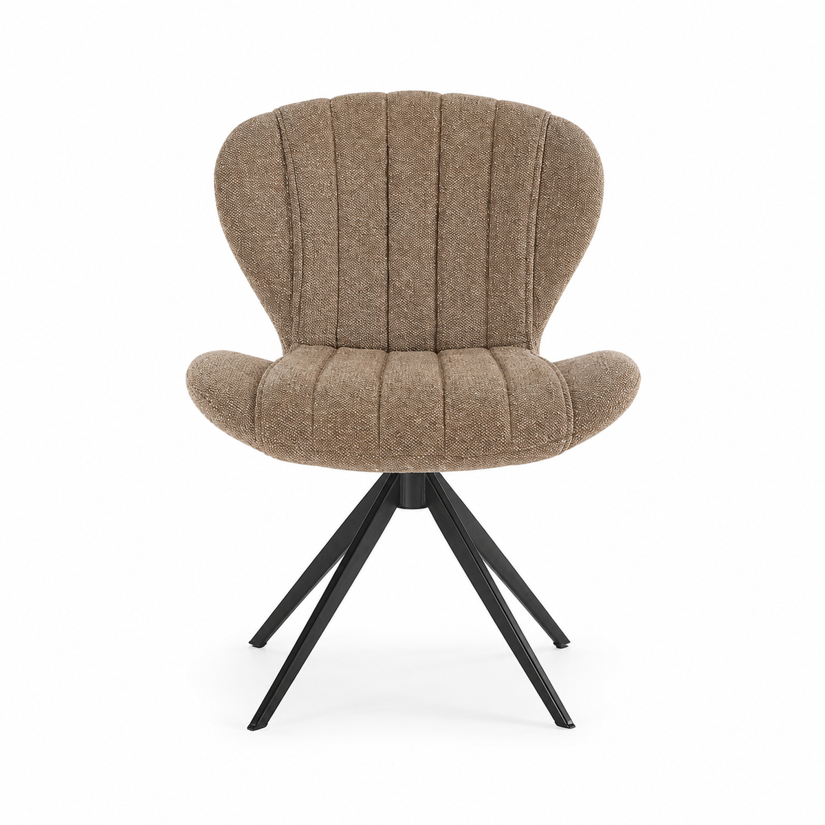 Eetstoel Vlinder - Bruine Sneak 16 Stof & Black Swivel Base - 53 x 61 x 82 cm