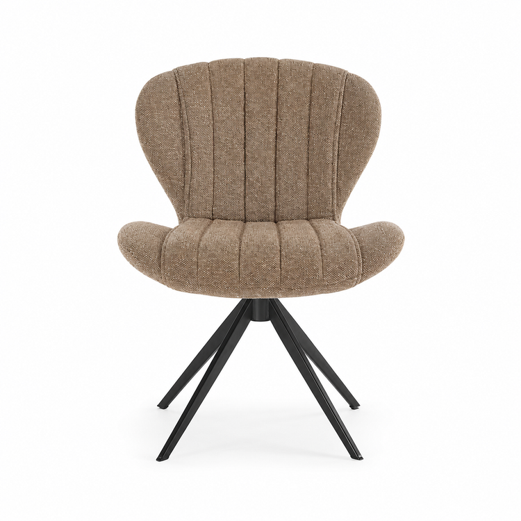 Eetstoel Vlinder - Bruine Sneak 16 Stof & Black Swivel Base - 53 x 61 x 82 cm