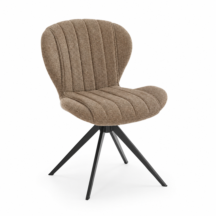 Eetstoel Vlinder - Bruine Sneak 16 Stof & Black Swivel Base - 53 x 61 x 82 cm