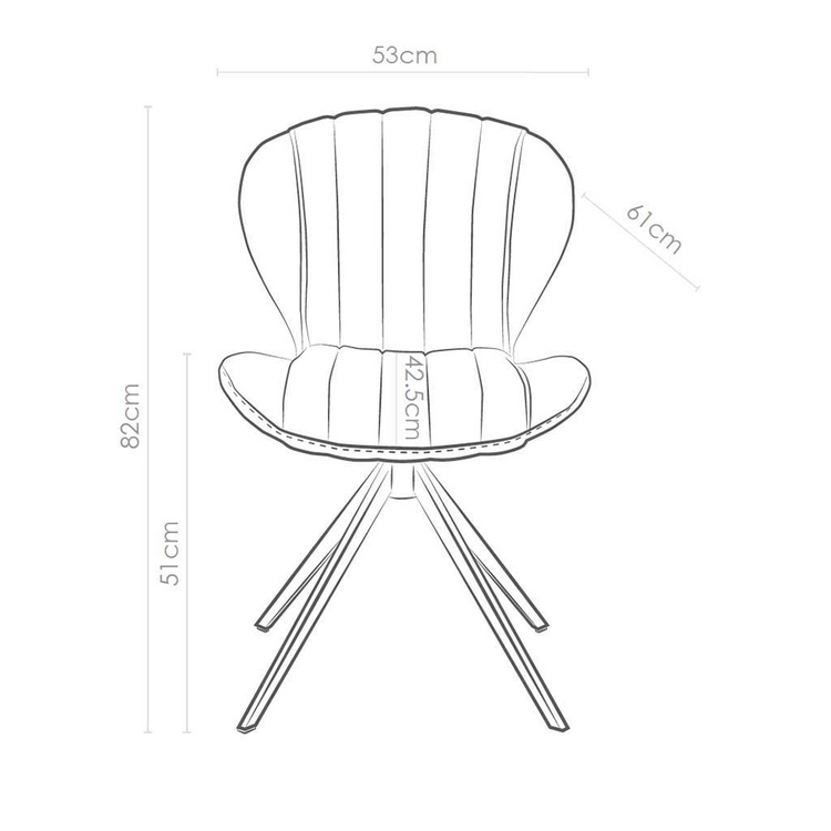 Eetstoel Vlinder - Bruine Sneak 16 Stof & Black Swivel Base - 53 x 61 x 82 cm
