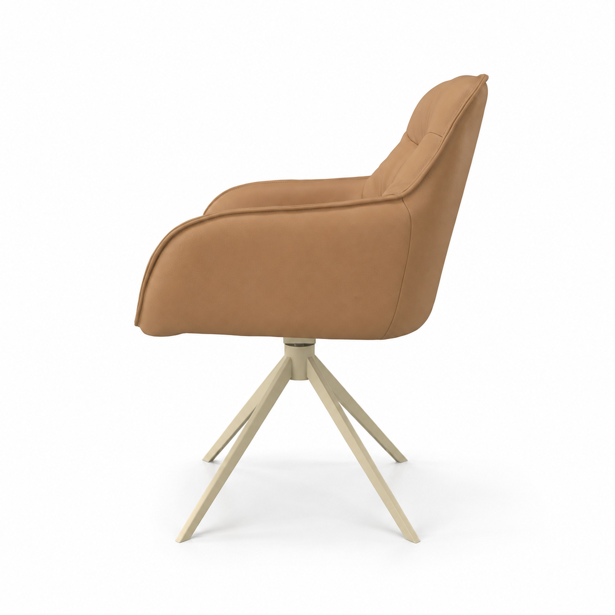 Eetstoel Como - Champagne Leder &amp; Champagne Swivel Base - 62 x 61 x 84 cm