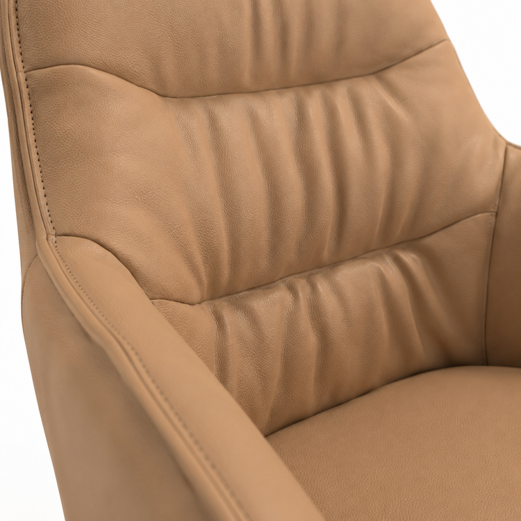 Eetstoel Como - Champagne Leder &amp; Champagne Swivel Base - 62 x 61 x 84 cm