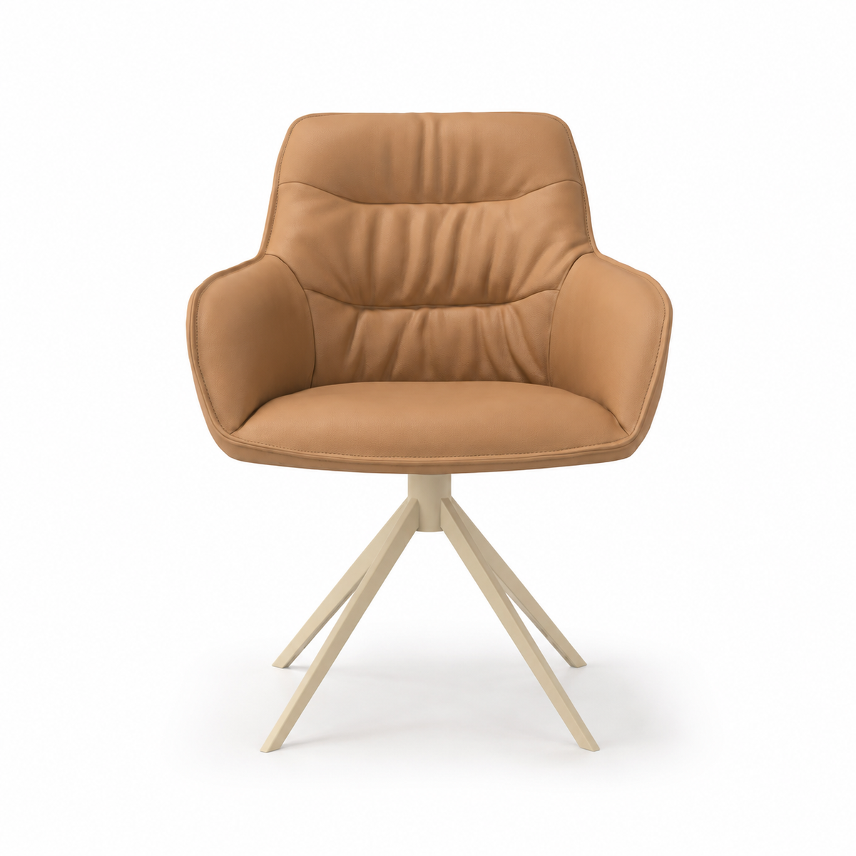 Eetstoel Como - Champagne Leder &amp; Champagne Swivel Base - 62 x 61 x 84 cm