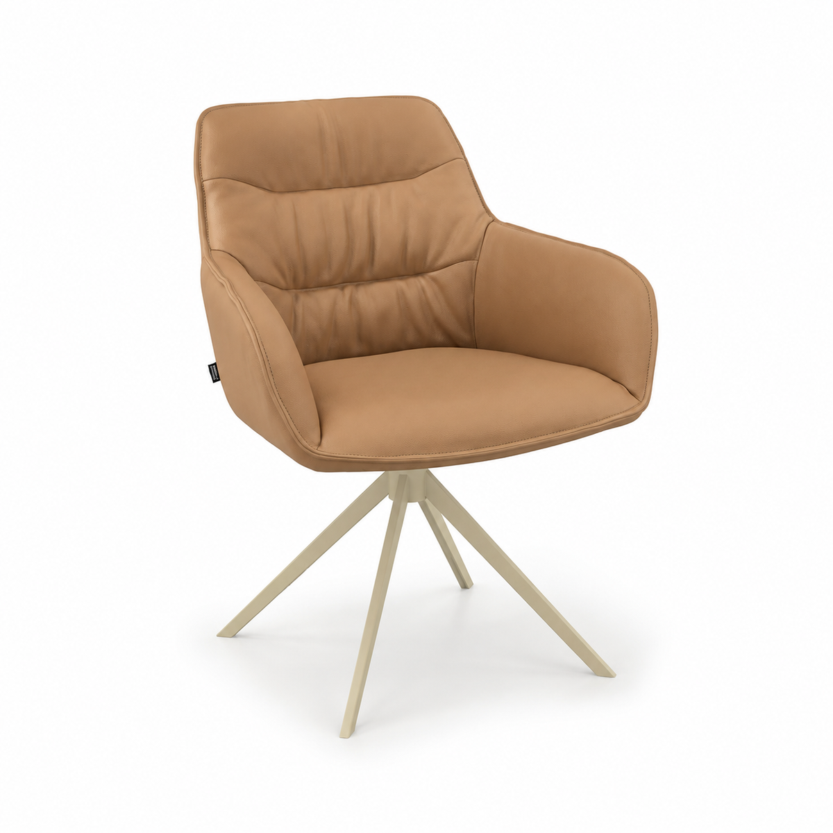 Eetstoel Como - Champagne Leder &amp; Champagne Swivel Base - 62 x 61 x 84 cm
