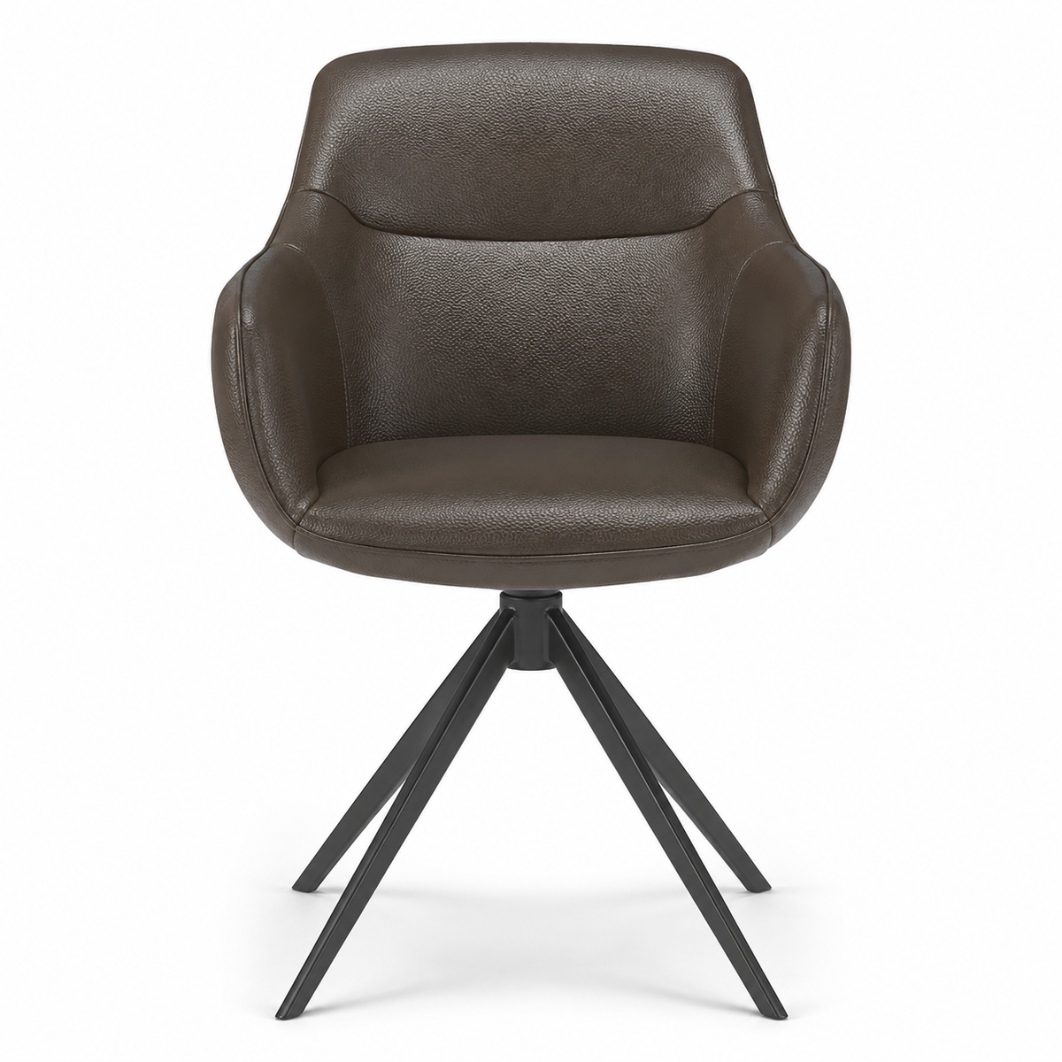 Eetstoel Ferrara - Donker Bruin Leder & Black Swivel Base - 61 x 61 x 85 cm