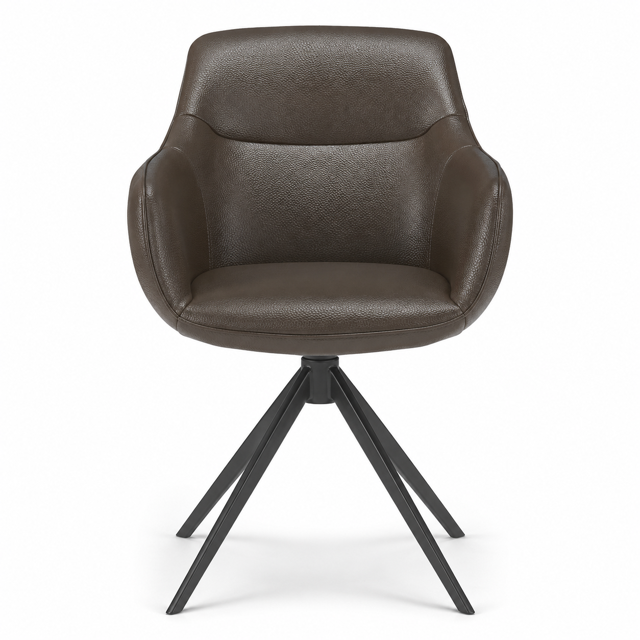 Dining Chair Ferrara - Dark Brown Leather & Black Swivel Base - 61 x 61 x 85 cm