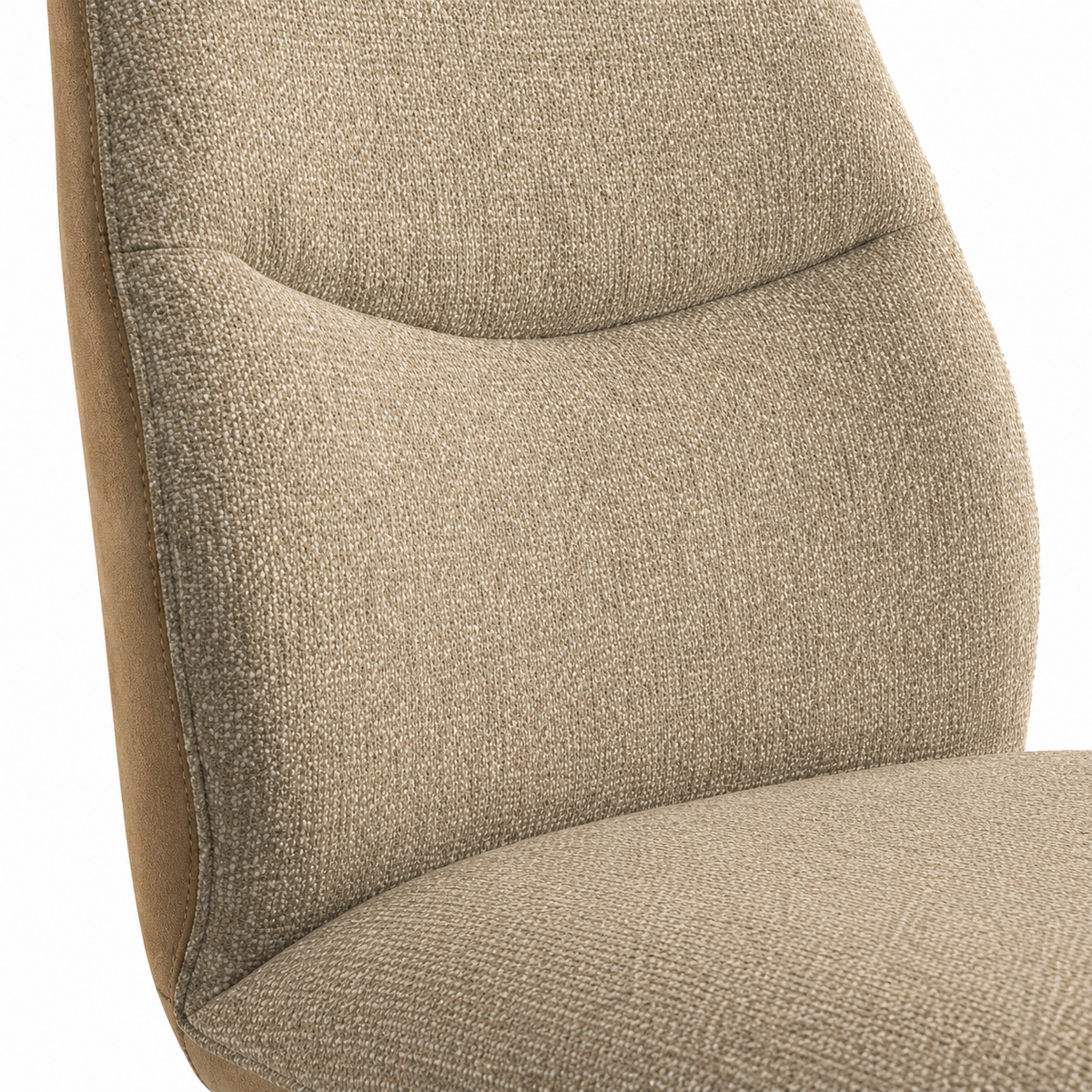Chaise à manger Ferrara sans bras - Tissu Taureau beige 16 & Base pivotante noire - 46 x 63 x 84.5 cm