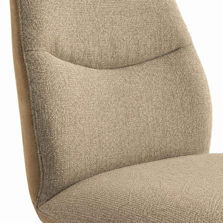 Chaise à manger Ferrara sans bras - Tissu Taureau beige 16 & Base pivotante noire - 46 x 63 x 84.5 cm