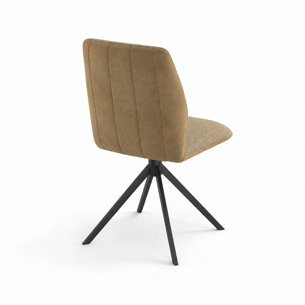 Chaise à manger Ferrara sans bras - Tissu Taureau beige 16 & Base pivotante noire - 46 x 63 x 84.5 cm