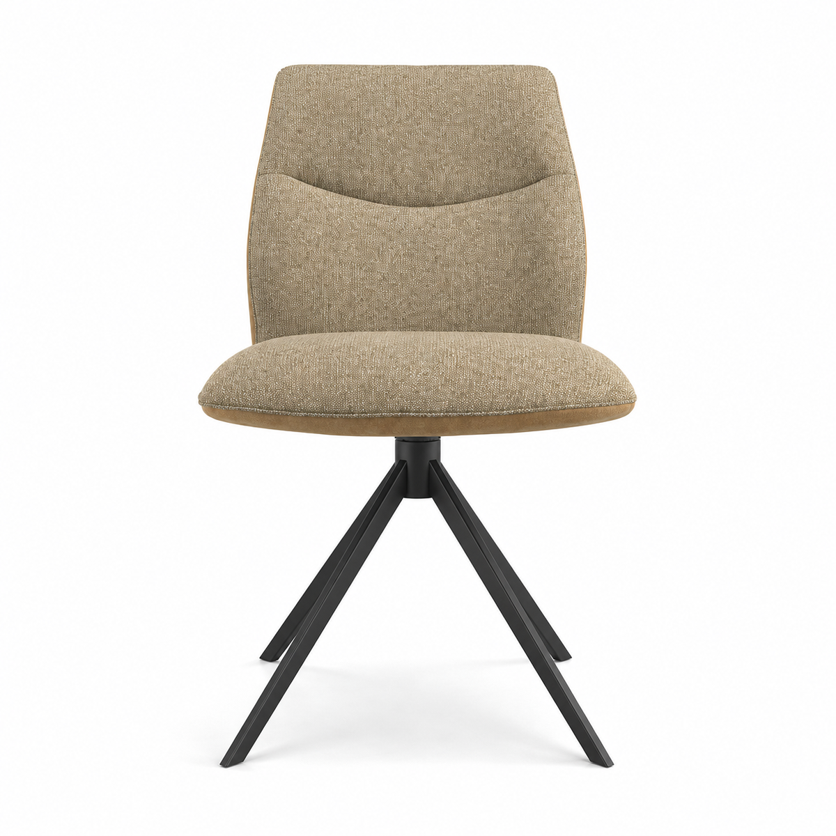 Chaise à manger Ferrara sans bras - Tissu Taureau beige 16 & Base pivotante noire - 46 x 63 x 84.5 cm