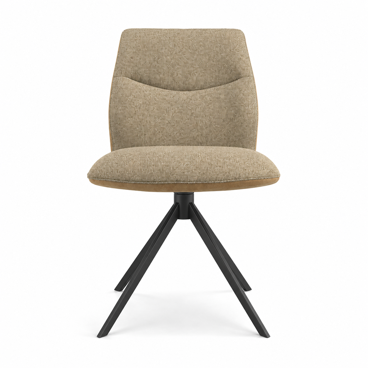 Dining Chair Ferrara Armless - Beige Bull 16 Fabric & Black Swivel Base - 46 x 63 x 84.5 cm