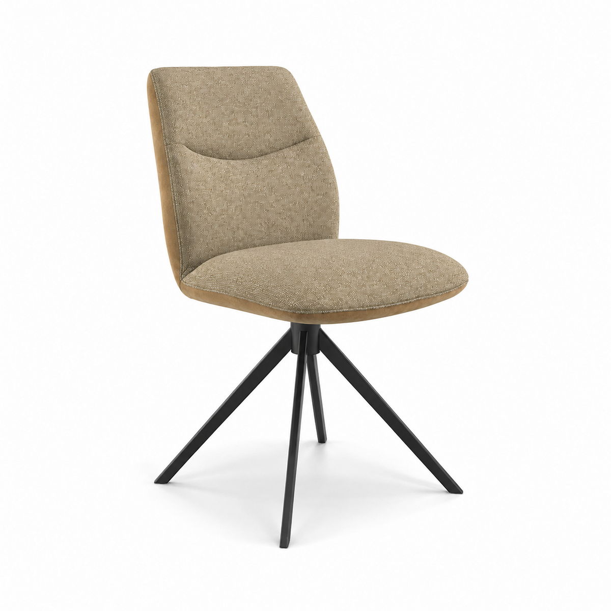 Chaise à manger Ferrara sans bras - Tissu Taureau beige 16 & Base pivotante noire - 46 x 63 x 84.5 cm