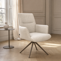 Dining Chair Flavia - Beige Guard 05 Fabric & Espresso Swivel Base - 62 x 69 x 91 cm