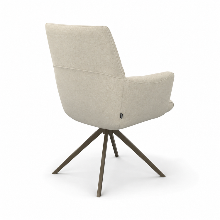Chaise à manger Flavia - Beige Guard 05 Tissu & Espresso Base pivotante - 62 x 69 x 91 cm