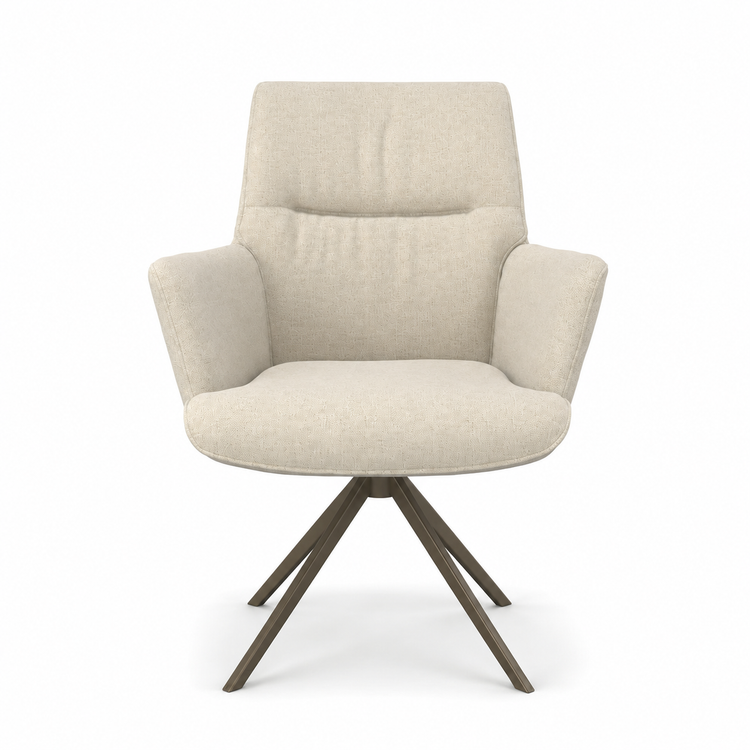 Chaise à manger Flavia - Beige Guard 05 Tissu & Espresso Base pivotante - 62 x 69 x 91 cm