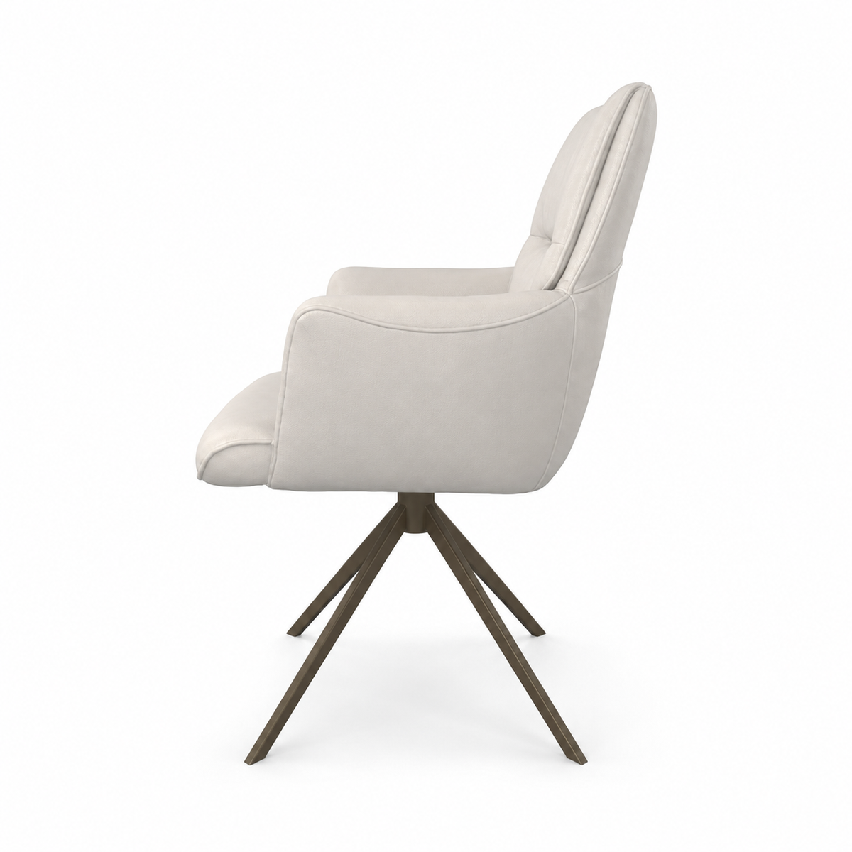 Eetstoel Flavia - Cream Leather B970 & Espresso Swivel Base - 62 x 69 x 91 cm