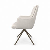 Dining Chair Flavia - Cream Leather B970 & Espresso Swivel Base - 62 x 69 x 91 cm