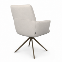 Dining Chair Flavia - Cream Leather B970 & Espresso Swivel Base - 62 x 69 x 91 cm