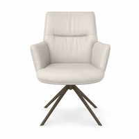 Dining Chair Flavia - Cream Leather B970 & Espresso Swivel Base - 62 x 69 x 91 cm