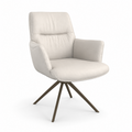 Dining Chair Flavia - Cream Leather B970 & Espresso Swivel Base - 62 x 69 x 91 cm