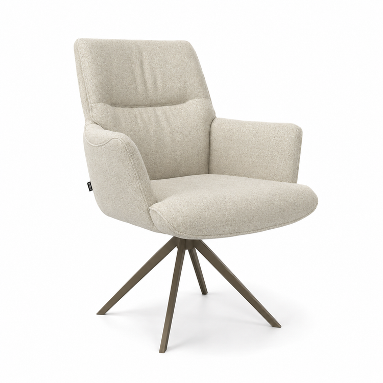 Chaise à manger Flavia - Garde 05 Tissu beige & Espresso Base pivotante - 62 x 69 x 91 cm