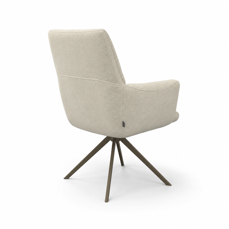 Chaise à manger Flavia - Garde 05 Tissu beige & Espresso Base pivotante - 62 x 69 x 91 cm