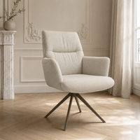 Dining Chair Flavia - Guard 05 Beige Fabric & Espresso Swivel Base - 62 x 69 x 91 cm