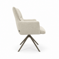 Dining Chair Flavia - Guard 05 Beige Fabric & Espresso Swivel Base - 62 x 69 x 91 cm
